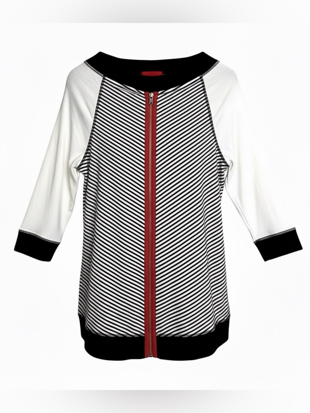 Zenergy by Chico's Women's Zip-Up Top | Black, White, Red | Size 1
